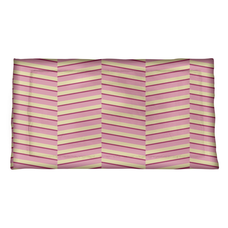 Dana Strider Polyester Chevron Sham Set, Queen, Microfiber, Pink/Yellow