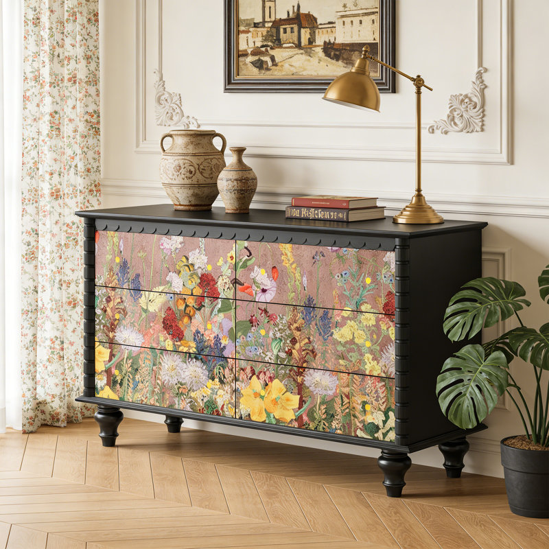 Commode d'entrée Mid-Century en bois massif, Noir