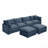 130.7" U-Shaped Modular Sectional Sofa, Chenille Fabric with Ottoman - Blue-1119784318