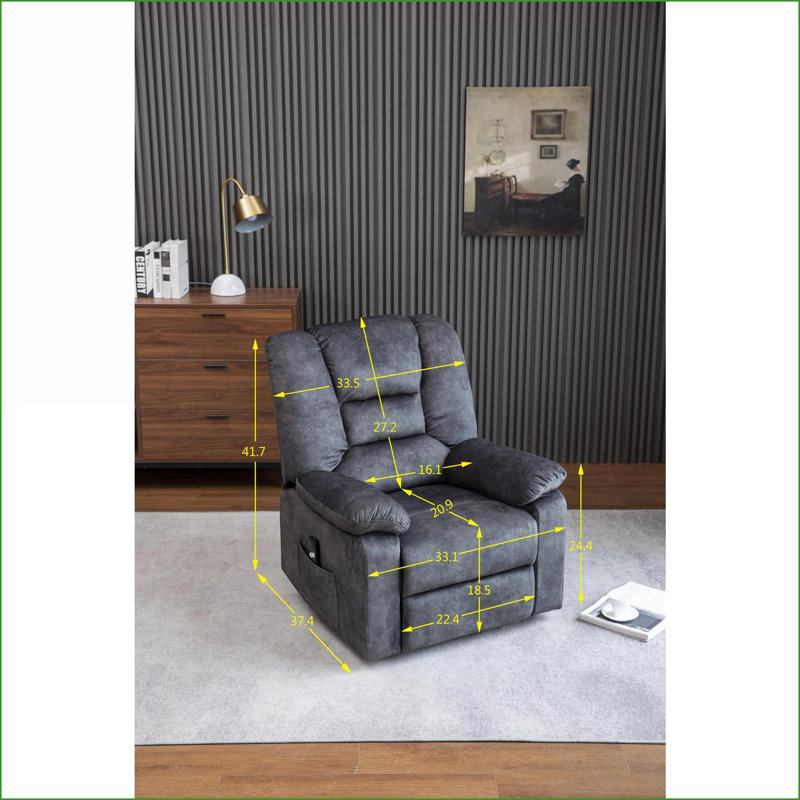 Fauteuil inclinable électrique inclinable avec massage et amp; Chauffage | Revêtement en velours | Gris ardoise