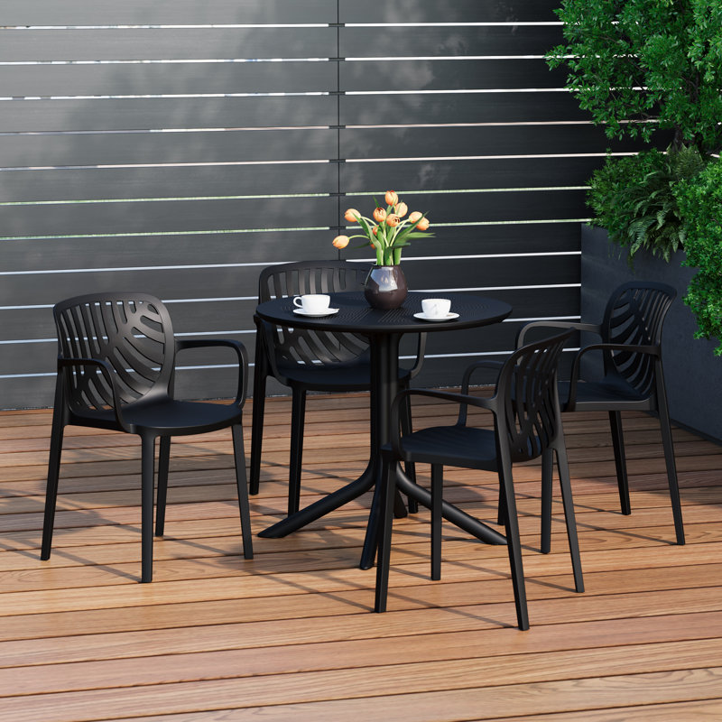 Ensemble repas extérieur pour 4 personnes, Noir