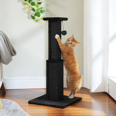 Indoor Cat Scratching Post With Woven Sisal Large Base And Removable Dangling Ball For Ultimate Scratch Experience