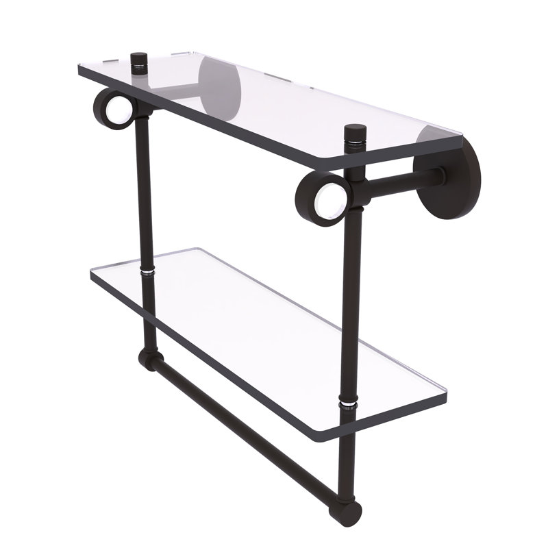 Tablette murale en verre double meuble-lavabo Margolis, H 12,8 po x l 16 po x p 5,6 po, Bronze huilé