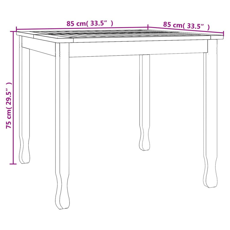 Hea Rectangular Teak Outdoor Dining Table, 33.5" W x 33.5" L x 29.5" H