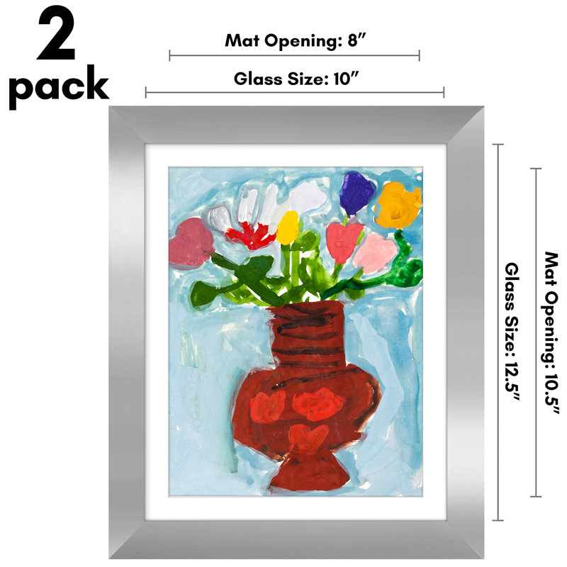 Cadre d'art pour enfants 10 po x 12,5 po avec passe-partout 8,5 po x 11 po Wiedeman - bois composite avec verre (ensemble de 2)