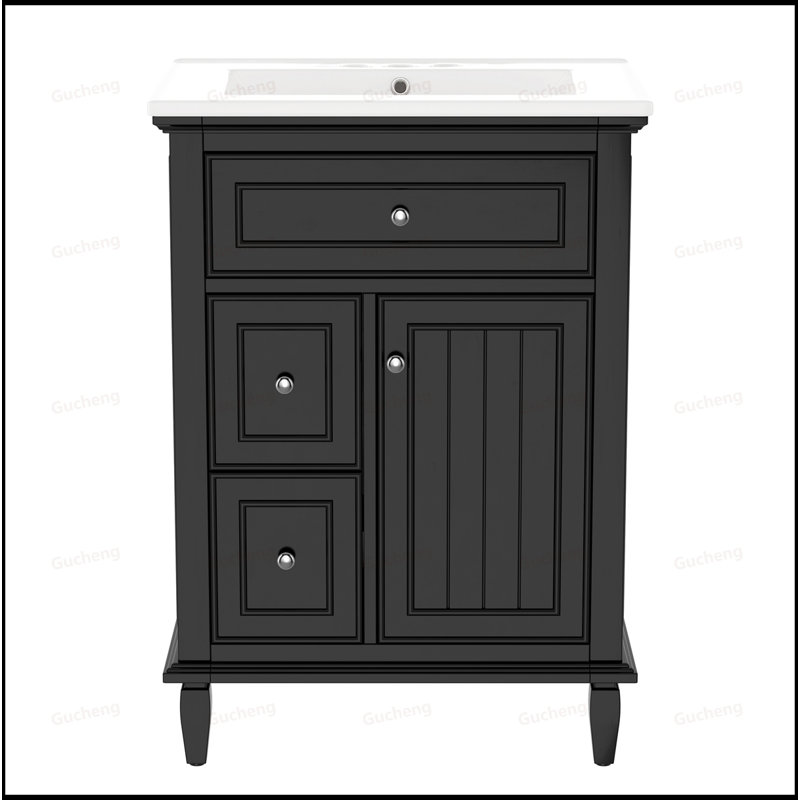 Meuble-lavabo 24 po avec lavabo, Noir