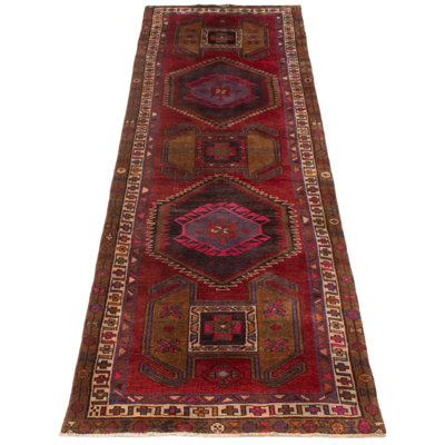 Yuridia One-of-a-Kind 3'3" X 10'4" 1990s Runner Wool Area Rug Red