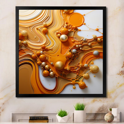 Jaune et blanc liquide, charme liquide - encre liquide, art mural abstrait