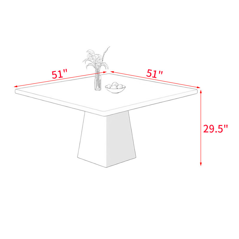Table de salle à manger Cario, H 29,5 po x L 51 po x l 51 po