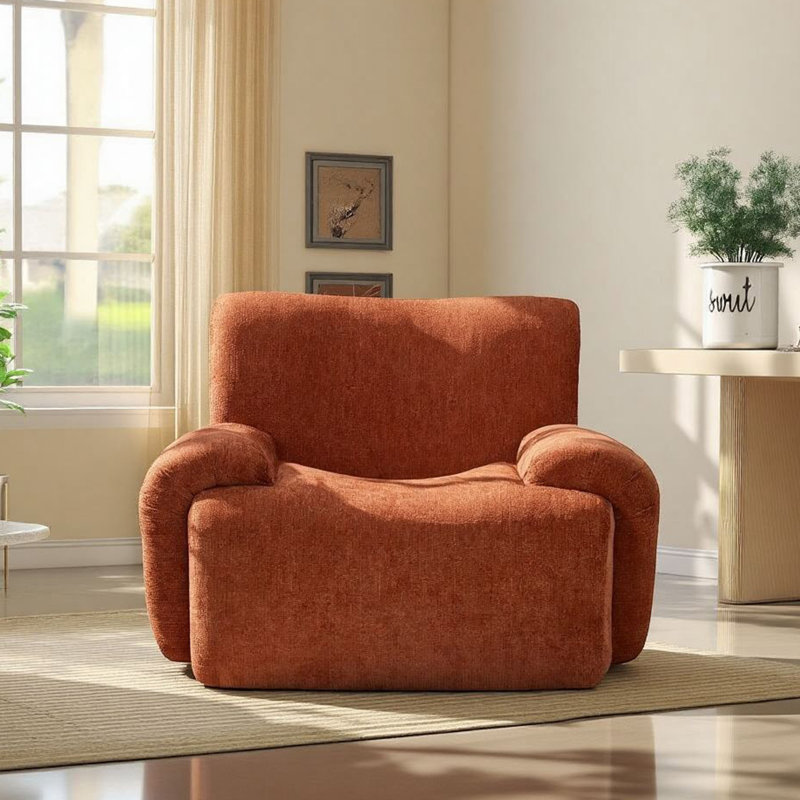 42" Modern Upholstered Oversized Compression Accent Chair, Orange