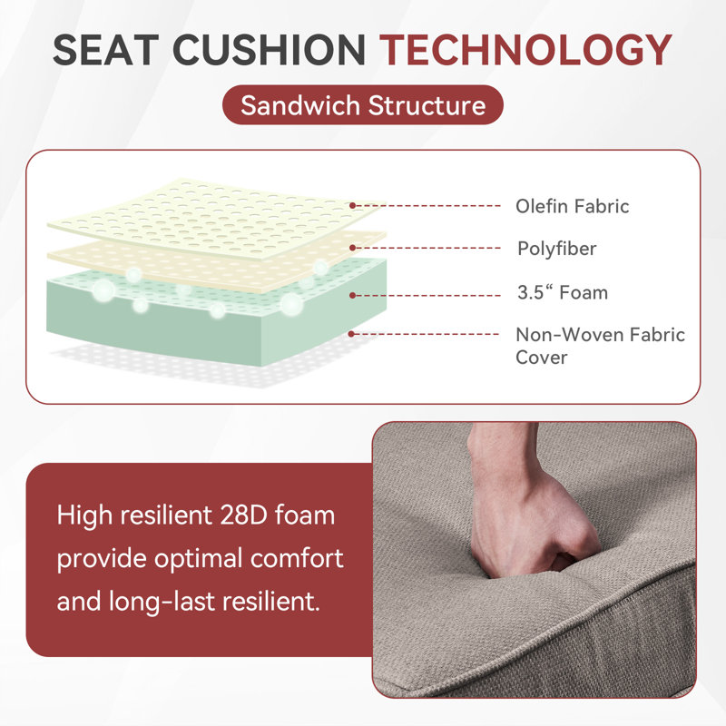 Wickes 24 In. X 24 In. Outdoor Deep Seating Lounge Chair Cushion 6" Thick Water-Resistant Seat/Back Cushion, Beige