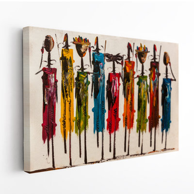 Art mural coloré sur toile, Masai, prêt à accrocher