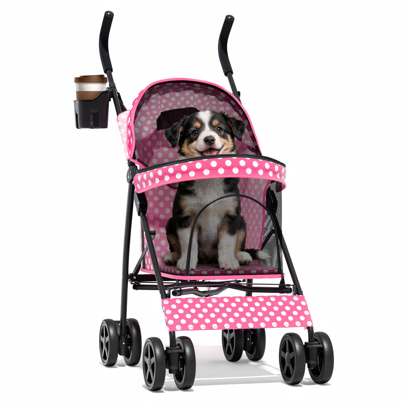 Poussette pour chien avec poussette réglable, Rose