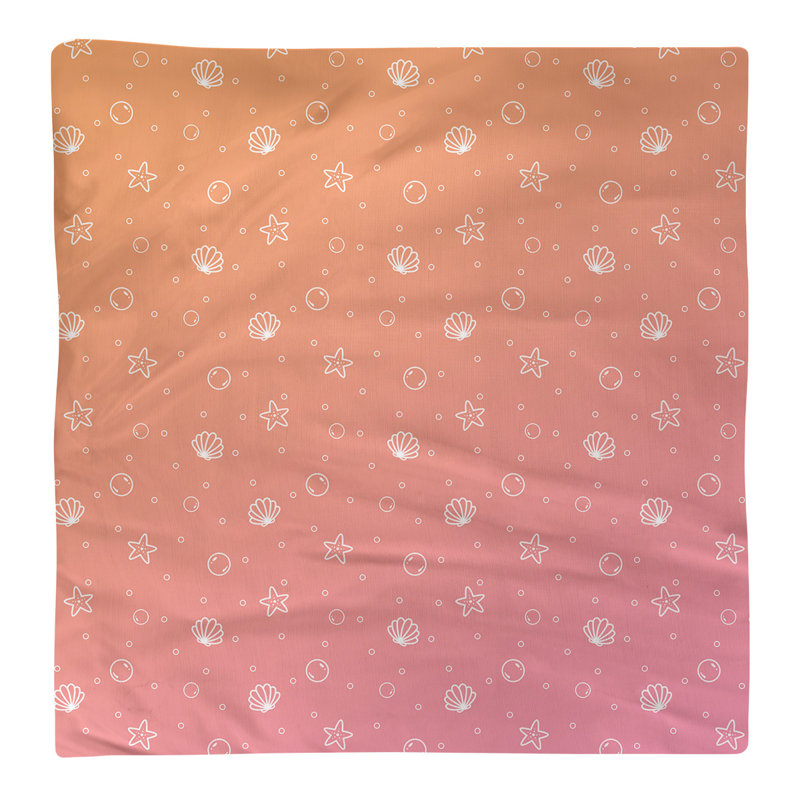 Serviette en coton à motif coquillage, Rose / Orange, H 0,1 po x l 22 po x P 22 po, Sergé de polyester