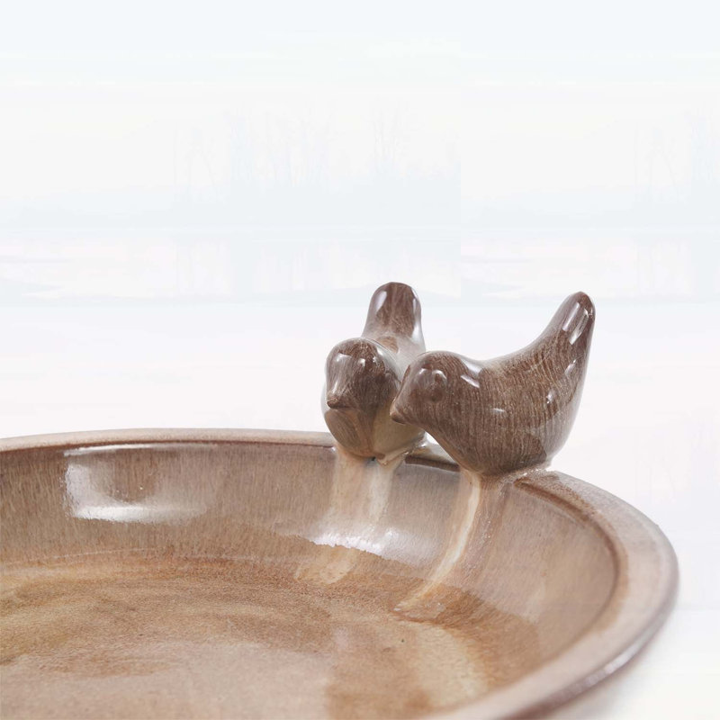Bain d'oiseaux en céramique fabriqué à la main avec des ornements rétro, résistant aux intempéries et durable pour une utilisation extérieure toute l'année