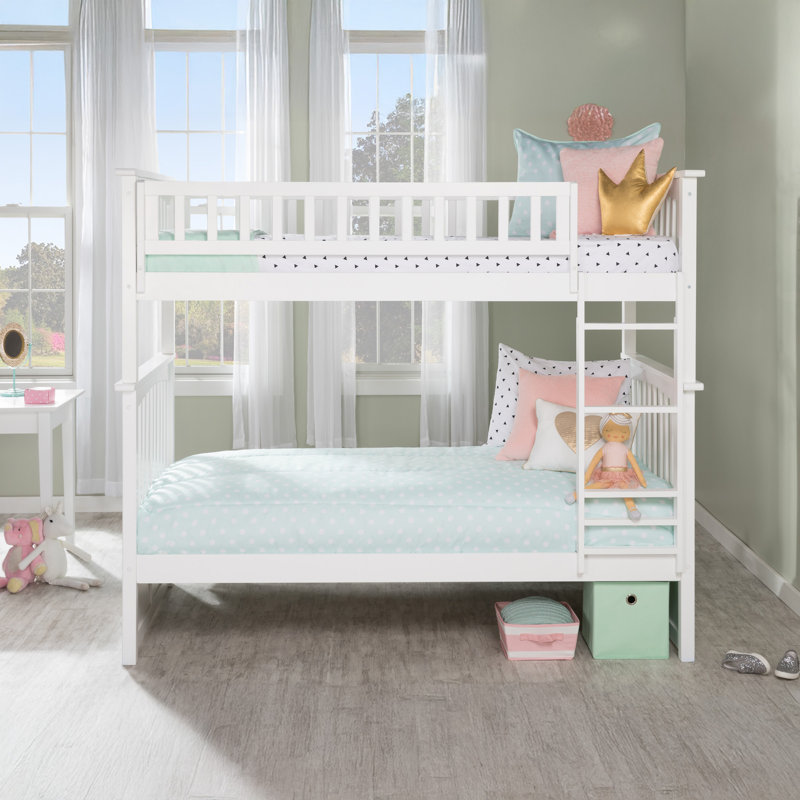  Flinn Solid Wood Bunk Bed, Twin over Twin, White