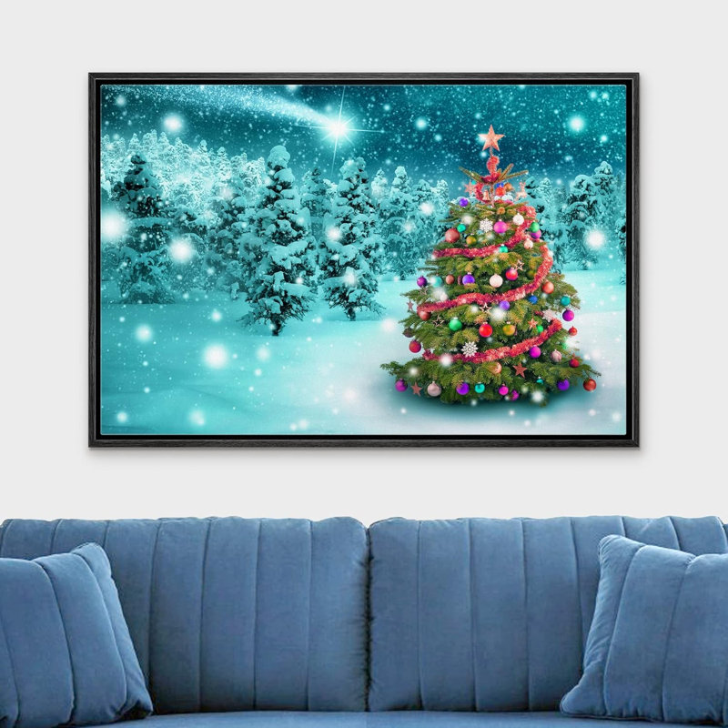 Célébration de Noël, impression, H 16 po x l 24 po, Cadre flottant noir