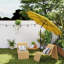 Parasol 8,5 pi avec 10 nervures, manivelle et inclinaison, jaune