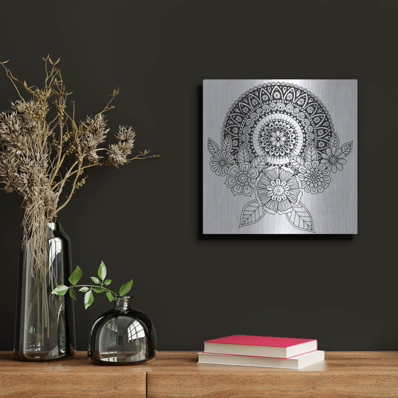 Bungalow Rose «Mandala Crest» par Hello Angel, art mural en métal, H 12 po x l 12 po