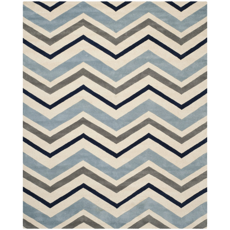 Teresita Hand Tufted Wool Chevron Rug, Rectangle 4' x 6'