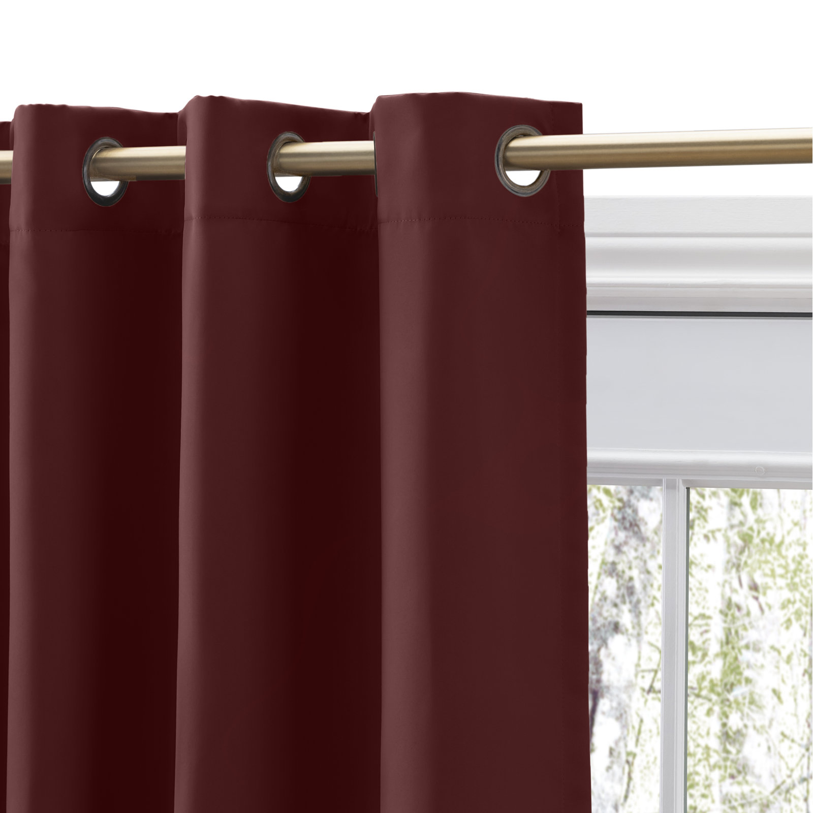 Ardelle Blackout Grommet Curtain Panel, 56" W x 72" L, Garnet with Antiqued Bronze Grommets