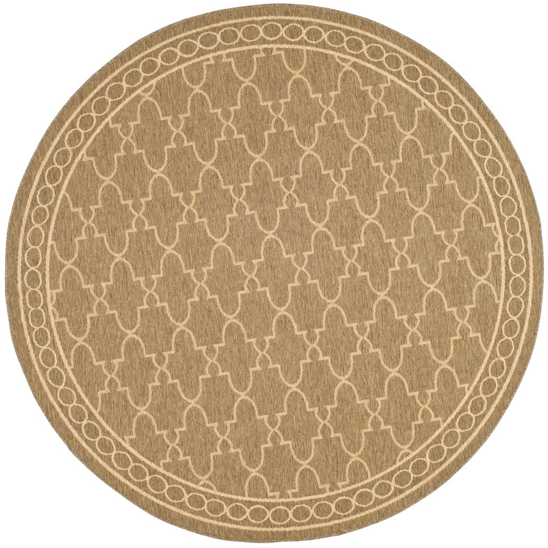 Tapis intérieur / extérieur beige Herefordshire, Rond 6 pi 7 po