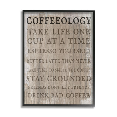 " Rustic Coffeeology Sign Espresso Positivity Phrases Drink Puns "