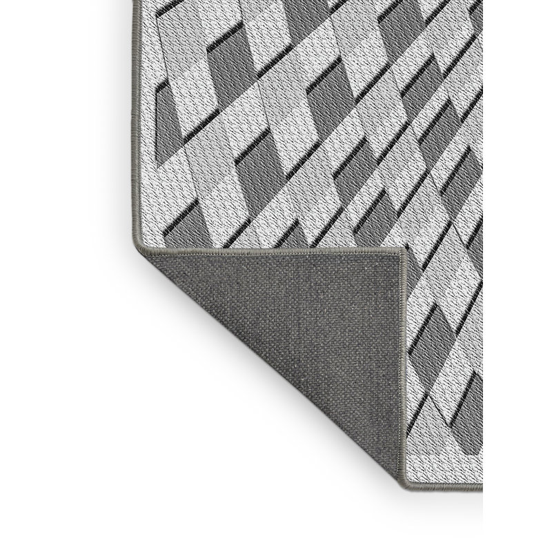 Tapis gris à motif géométrique Kibby, Rectangle 5 pi x 7 pi