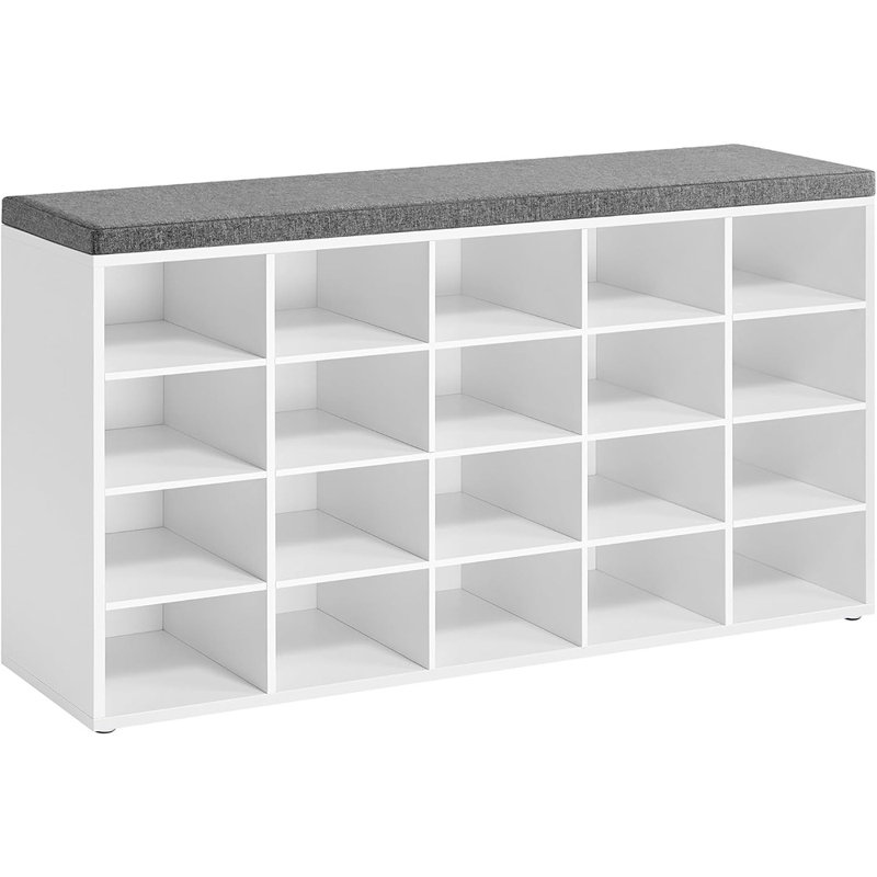 Banc de rangement pour chaussures avec coussin, organisateur de hall d'entrée à 20 compartiments avec siège rembourré