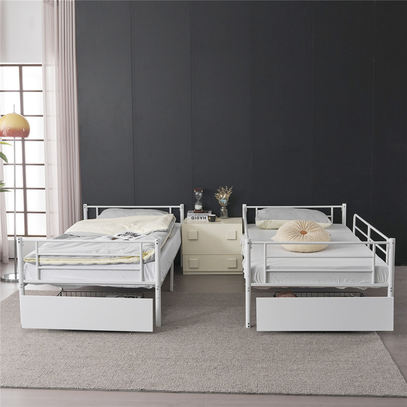 Twin Over Twin Convertible Bunk Bed With 2 Storage Drawers, White