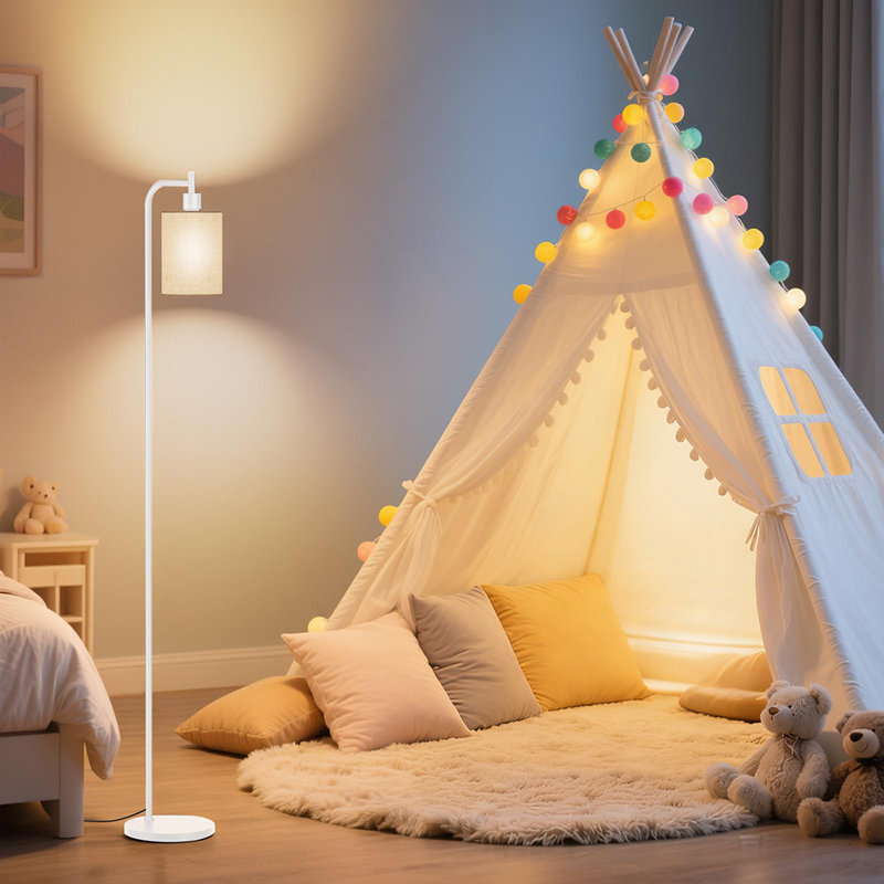 Lampe sur pied à DEL à intensité variable avec abat-jour en lin et télécommande, lampe sur pied moderne à 3 températures de couleurs pour le bureau de la chambre à coucher, ampoule DEL de 9 W incluse