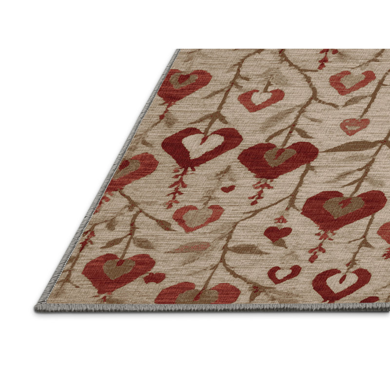 Machine Washable Botanical Gray Area Rug, Runner 2' x 4'