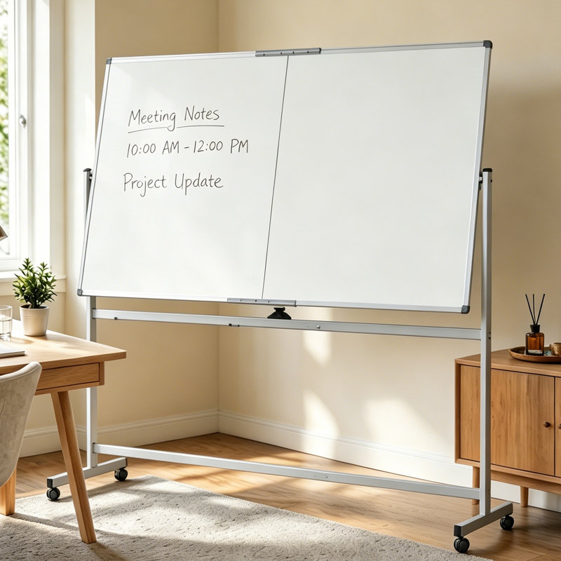 Tableau blanc magnétique à roulettes double face avec roulettes, chevalet portatif effaçable à sec pour la maison, le bureau, la salle de classe et l'école