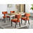 Mid Century Modern 2 Dining , Orange Linen Upholstered Chairs With Curved And Copper Nails, Hardwood Build For Stability, Foam Cushion A Relaxing Seat Of 2 Chairs, Orange. Fabric Chair Decorated