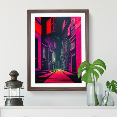 Neon City Architecture - Framed Print