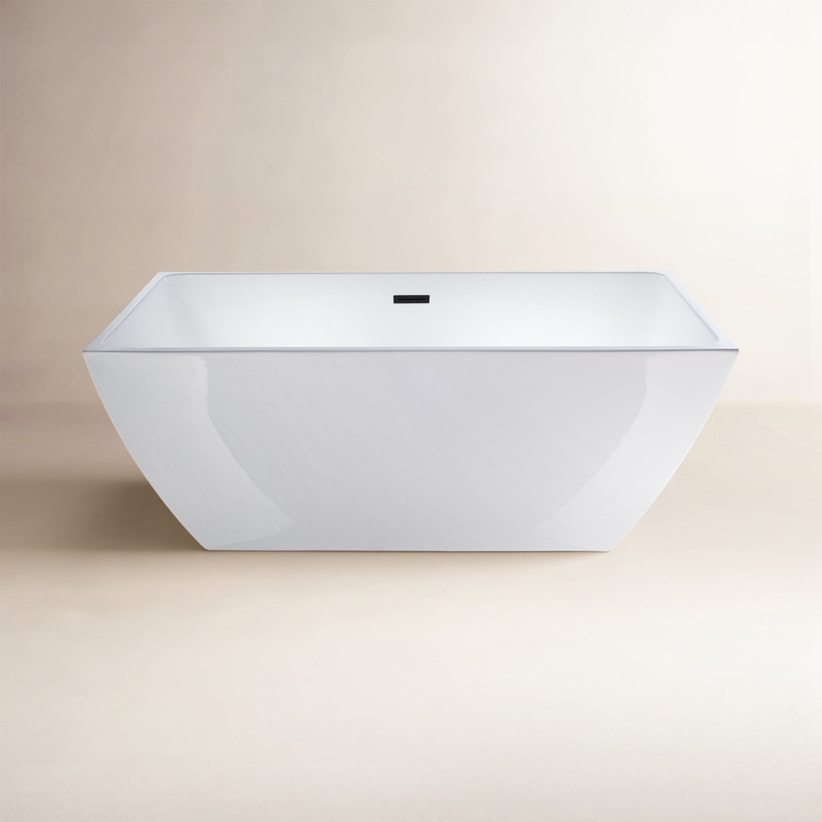 Lydia 59" Freestanding Soaking Bathtub, White/Matte Black