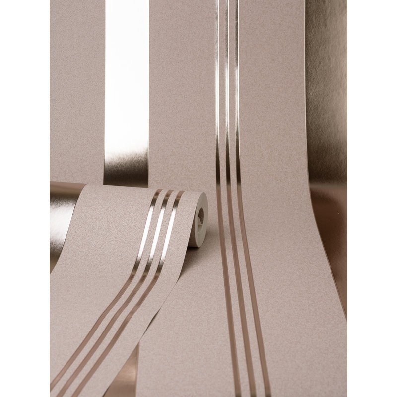 Collin Beige Bexley Stripe Wallpaper, Rose