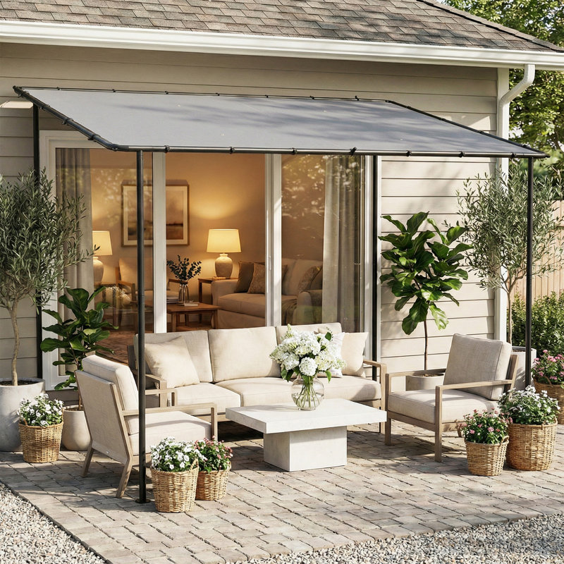 Pergola Gazebo, Matte Black, Gray