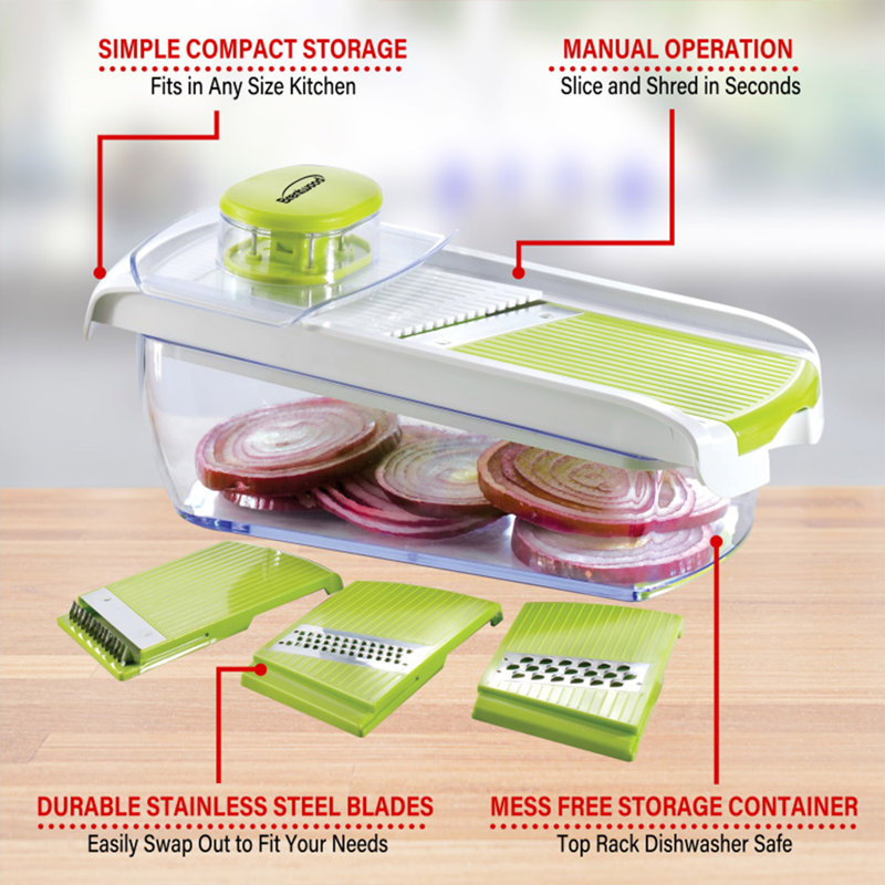 Green BPA-Free Mandoline Slicer with 5-Cup Storage Container