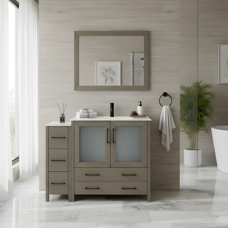 Ensemble de meuble-lavabo simple 48 po avec plateau et miroir