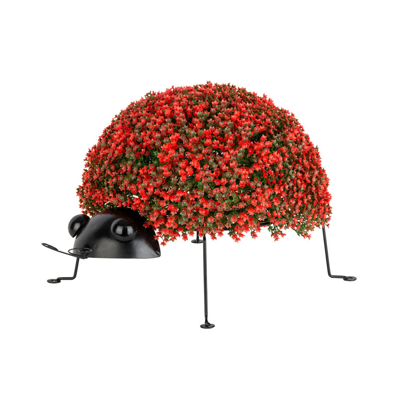 Artificial Red Flower Ladybug 13-in