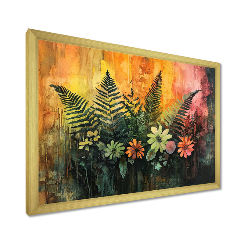 Donton - Floral Canvas Art Print, H 12 po x l 20 po, Avec cadre, Or