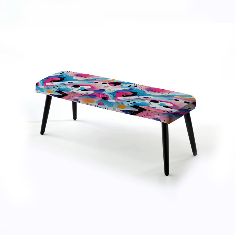 Rose et bleu Designer Waves - Banc rembourré géométrique noir
