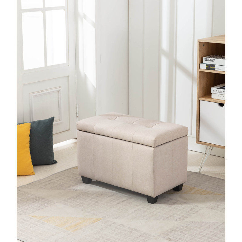 Vivi Fabric Flip Top Storage Bench, Beige