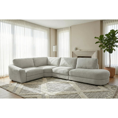 Upholstered Slope Armrest 4 Piece Modular L-sectional