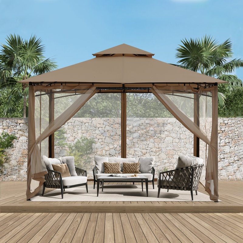 Steel Patio The Soft Roof Gazebos, Khaki, 11 Ft. W x 11 Ft.