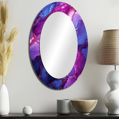 Miroir mural ovale bleu et mauve