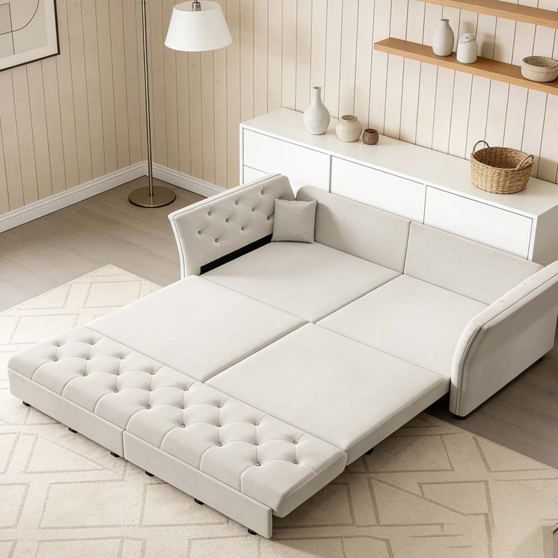 Grand canapé-lit 74,4 po, Gris clair