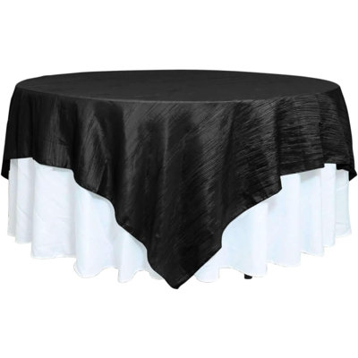 Superposition de table taffetas en accordéon noir 90 po x 90 po - parfaite pour les mariages, les fêtes, les événements, les banquets et les décorations - excellence de classe et éclat - éclat impérial