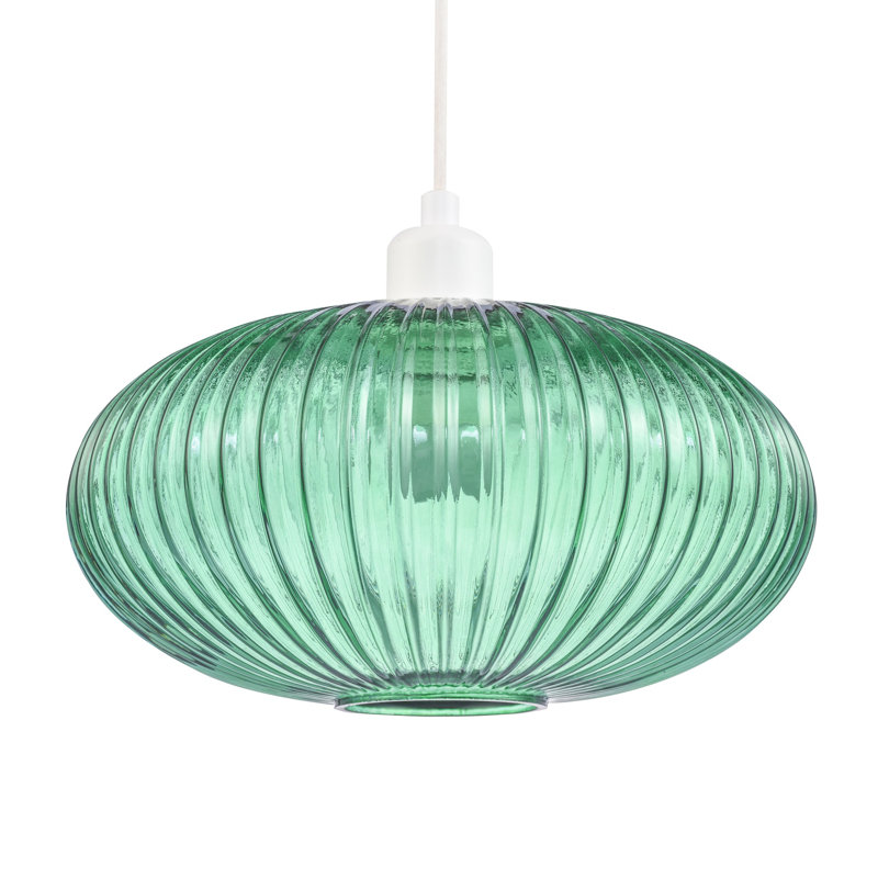 17cm H Glass Bowl Pendant Shade ( Screw On ), Emerald Forest Green